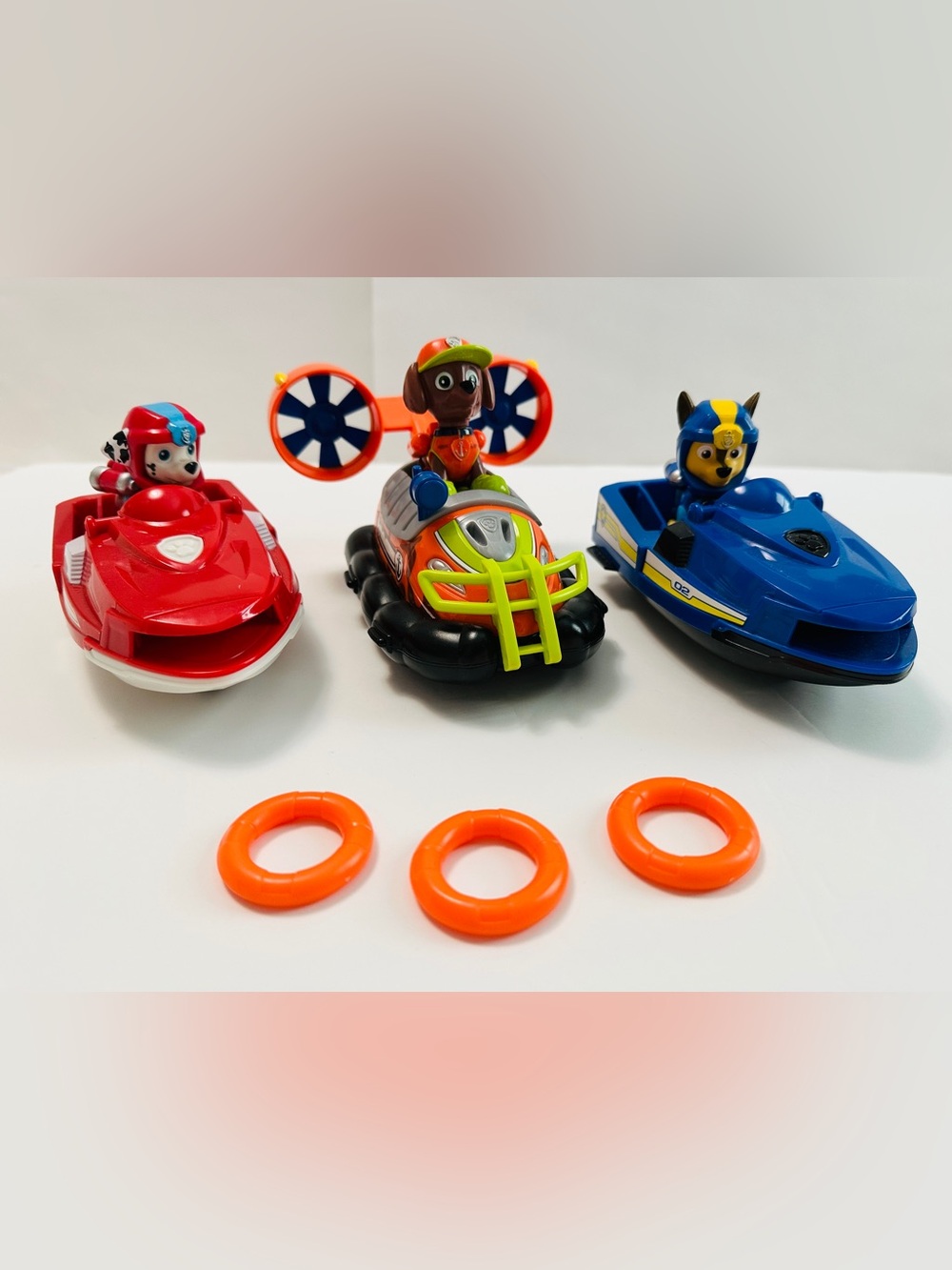 PAW Patrol bundle of 3 water vehicle toys. Chase, Marshal, and Zuma